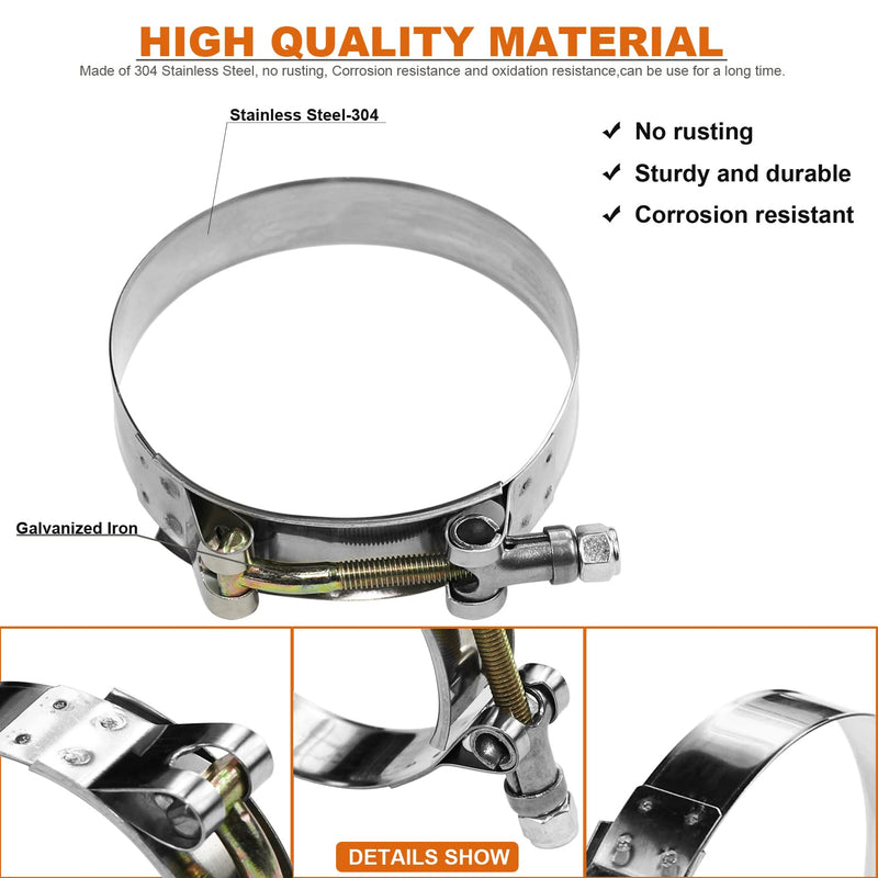  [AUSTRALIA] - WYSIWYKA 4 Pack 1.25" T-Bolt Hose Clamps, 304 Stainless Steel Turbo Intake Clamp, Working Range 36mm-44mm for 1.25" Hose ID 1.25" hose clamp 36mm-44mm (1.4"-1.73")