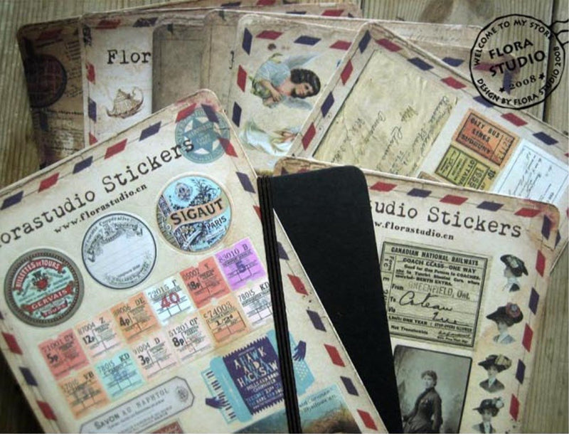 Honbay 10 Sheets Vintage Mix Pattern Pretty Sticker Paper Labels Set - LeoForward Australia