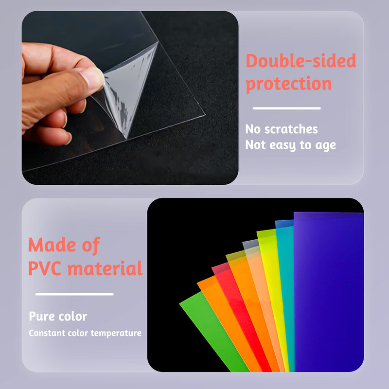  [AUSTRALIA] - 8pcs Color Correction Gel Light Filter, Photography Lighting Gels Sheet for Photo Studio Flashlight Led Light