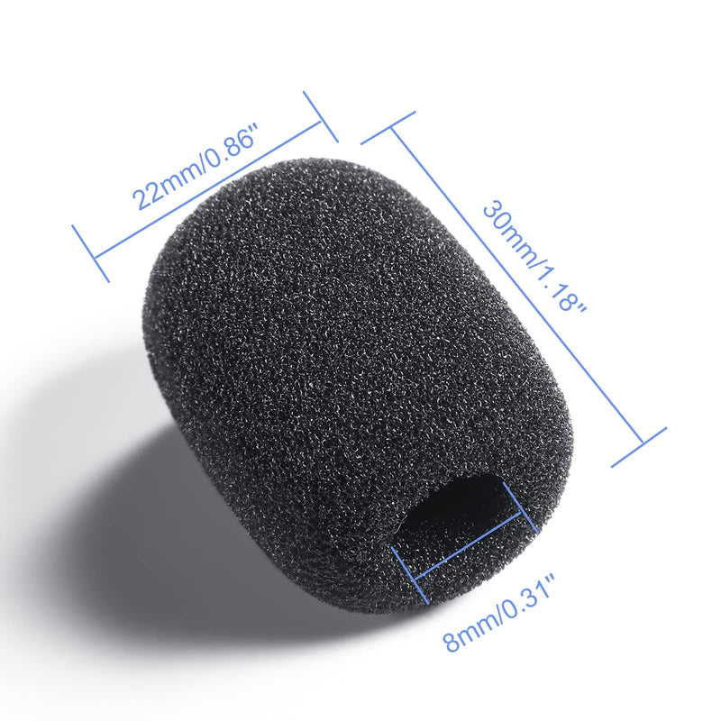  [AUSTRALIA] - 100 Pieces Mini Foam Microphone Windscreen Mic Covers Foam Protection for Small Lapel and Headset Microphones, Black
