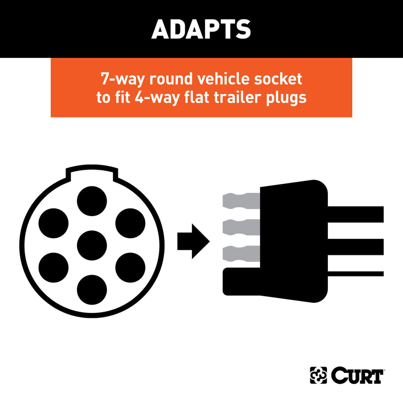  [AUSTRALIA] - CURT 57041 7-Way Round Vehicle-Side to 4-Way Flat Trailer Wiring Adapter