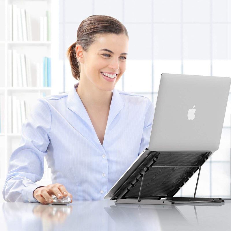  [AUSTRALIA] - Laptop Tablet Stand, Foldable Portable Ventilated Desktop Laptop Holder, Universal Lightweight Adjustable Ergonomic Tray Cooling (black2) Black M