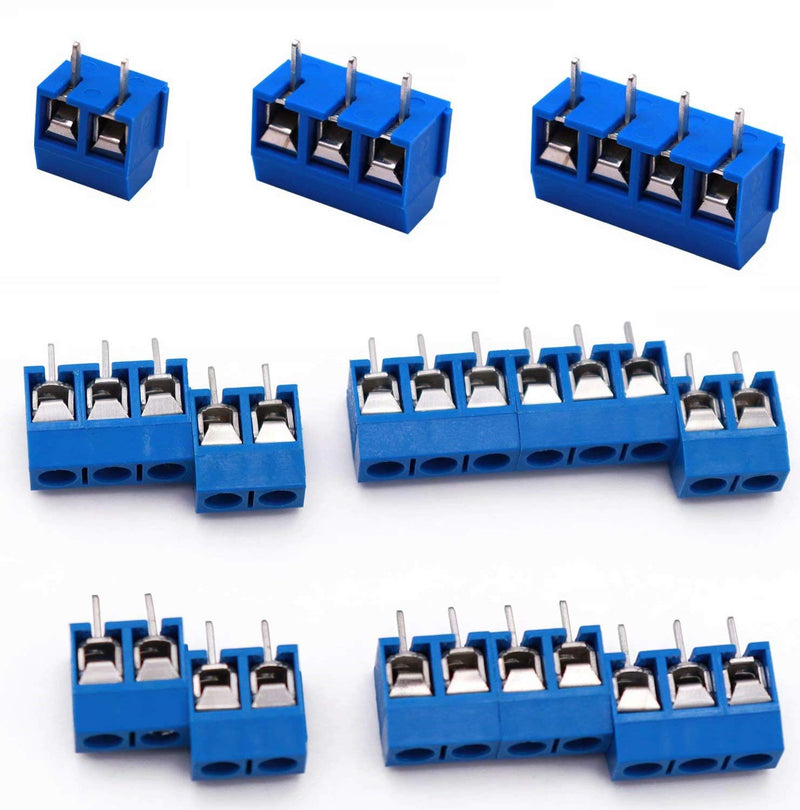  [AUSTRALIA] - beihuazi® PCB screw terminals screw terminal block solderable screw terminal 300V, 16A for Arduino (100 pieces, 5 mm, blue, 2 pin-85, 3 pin-10, 4 pin-5).