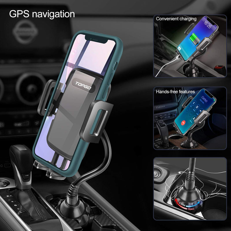  [AUSTRALIA] - [Upgraded] Car Cup Holder Phone Mount Adjustable Gooseneck Automobile Cup-Holder-Phone-Car-Mount for iPhone 12 Pro Max/XR/XS/X/11/8 Plus/6s/Samsung S20 Ultra/Note 10/S8 Plus/S7 Edge(Black) Black