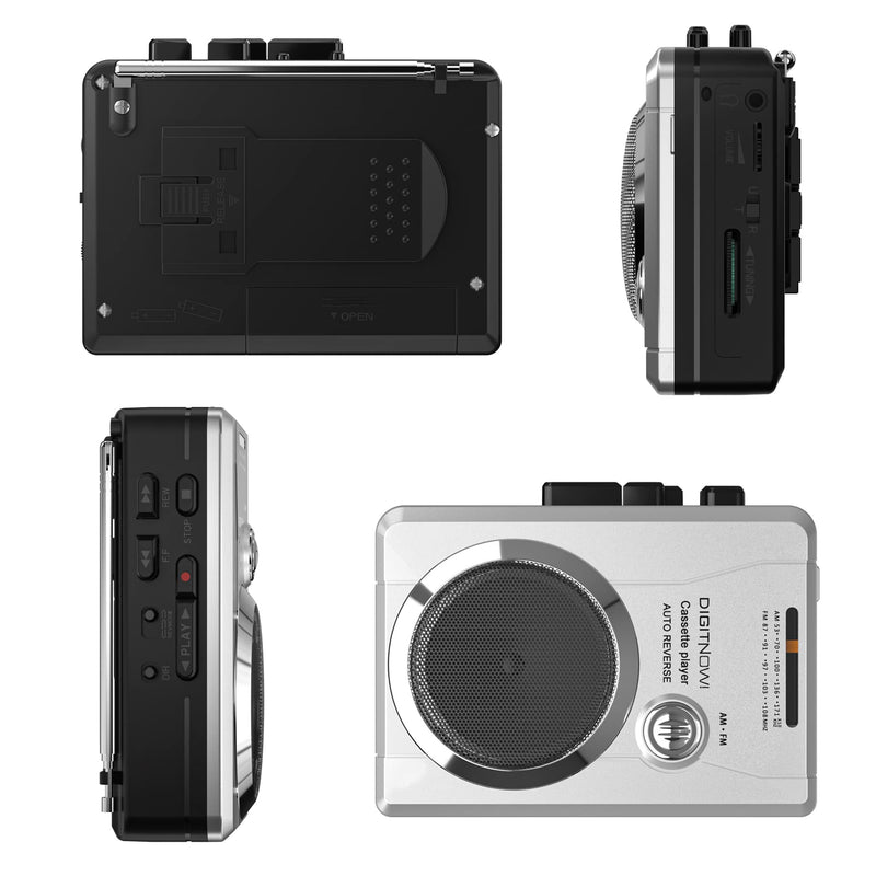  [AUSTRALIA] - DIGITNOW!AM/FM Portable Pocket Radio and Voice Audio Cassette Recorder,Personal Audio Walkman Cassette Player with Built-in Speaker and Earphone Silver