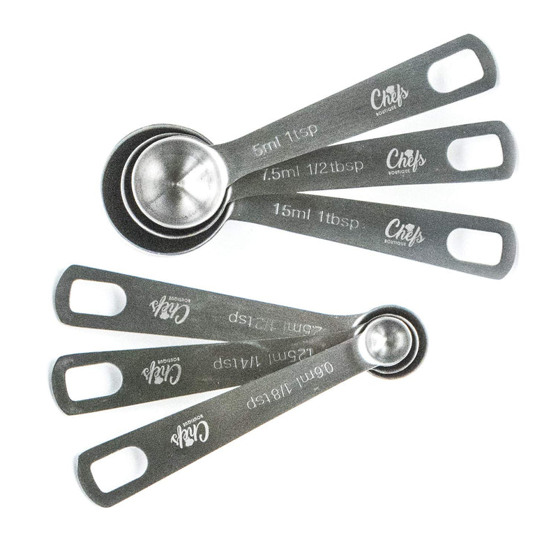 Six Piece Chef’s Boutique Wet or Dry Measuring Spoon Set/One piece stainless steel design - LeoForward Australia