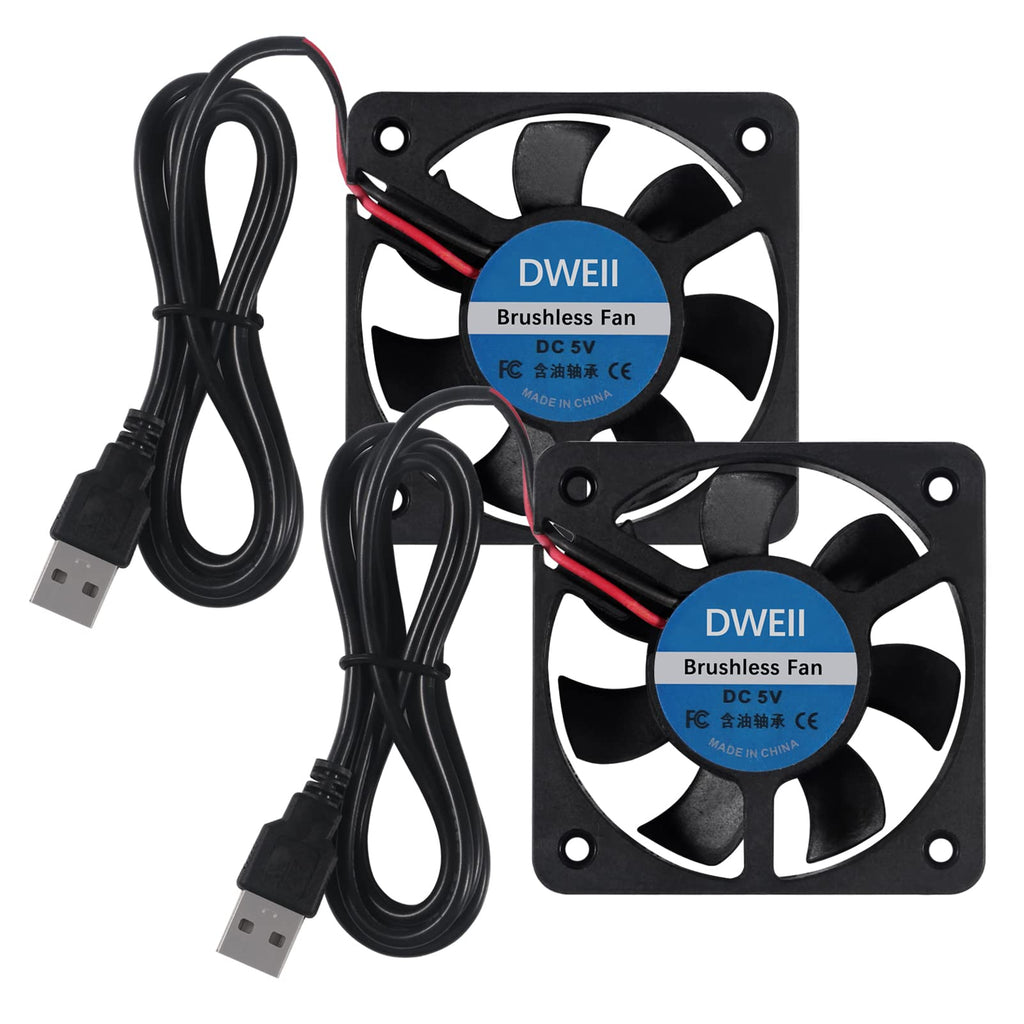  [AUSTRALIA] - DWEII 2-Pack 50mm Fan 5V USB Brushless DC Cooling Fan, 5V Brushless DC Cooling Fan for Projector Humidifier Aromatherapy Small Appliances Series Replacement