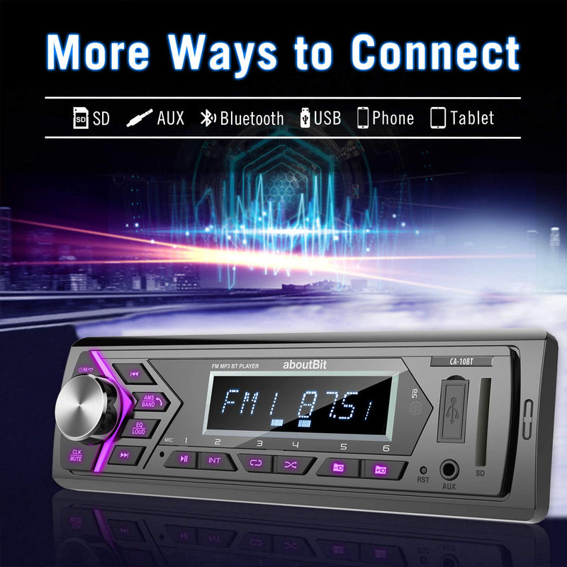 Bluetooth Car Stereo Radio Receiver,Single Din Mechless Digital Media Receiver Support FM/AM /USB/SD/FLAC/MP3/Aux-in with 7 Color Backlit,Wireless Remote Control CA-10BT Single Din Car Stereo - LeoForward Australia