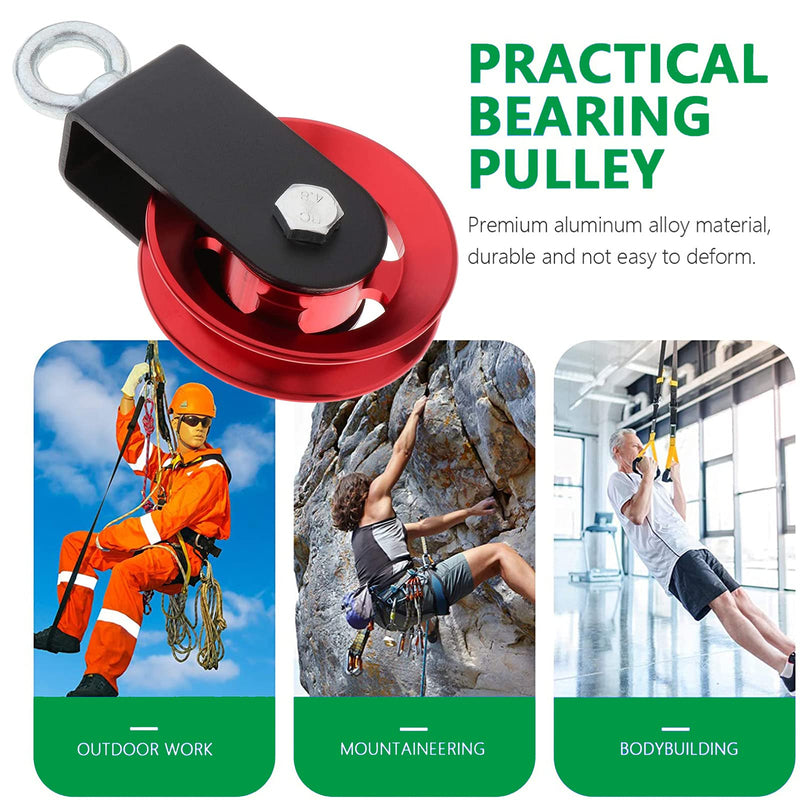  [AUSTRALIA] - Heavy Duty Lightweight Aluminum Cable Pulleys with Hanging Strap Kit,Snatch Block Pulley Wheel for Home Gyms LAT Pulley System DIY Attachment Home Accessories Red 1 Pack