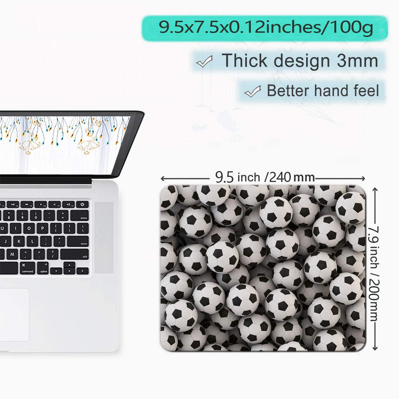  [AUSTRALIA] - TianChen Mouse Pad, Soccer Themed Pattern ,Standard Size Rectangle Non-Slip Rubber Mousepad, Black and White Football art-14