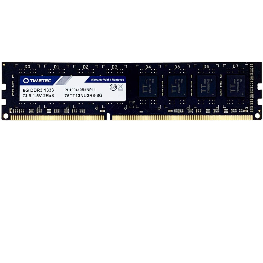  [AUSTRALIA] - Timetec 8GB DDR3 1333MHz PC3-10600 Non-ECC Unbuffered 1.5V CL9 2Rx8 Dual Rank 240 Pin UDIMM Desktop Memory RAM Module Upgrade (8GB)