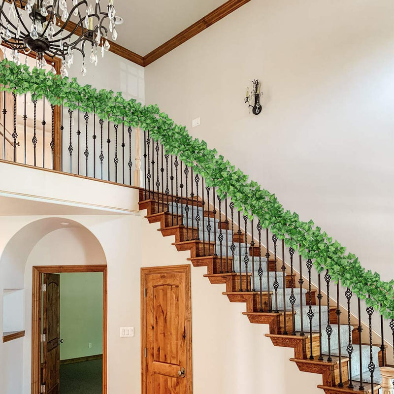  [AUSTRALIA] - CQURE 18 Strands Artificial Ivy Garland, Fake Vines Greenery Decor Ivy Garland Fake Leaves Hanging Plants for Bedroom Home Kitchen Garden Office Wedding Wall 126 Feet, Green