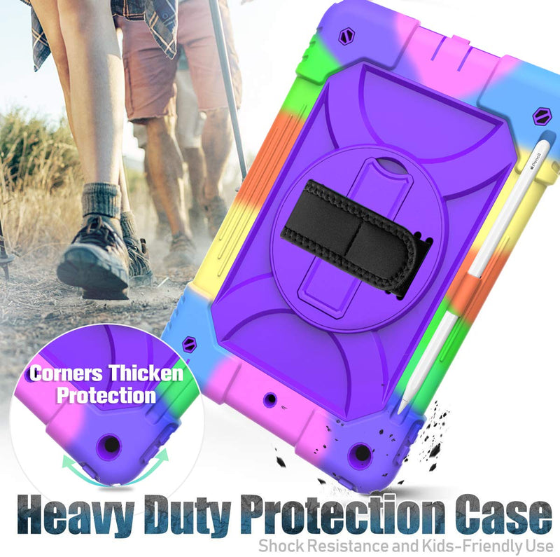  [AUSTRALIA] - BMOUO iPad 9th Generation Case, iPad 8th/7th Generation Case, iPad 10.2 Case,Hybrid Shockproof [360 Rotating Stand] [Hand Strap] [Pencil Holder] Kids Case for New iPad 10.2" 2021/2020/2019 - Purple