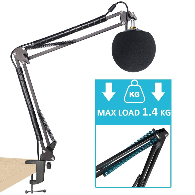  [AUSTRALIA] - Snowball iCE Mic Boom Arm Stand with Pop Filter, Compatible with Blue Snowball, Blue Snowball Ice USB Microphone with Cable Sleeve by SUNMON Mic Stand with Pop Filter and Cable Sleeve