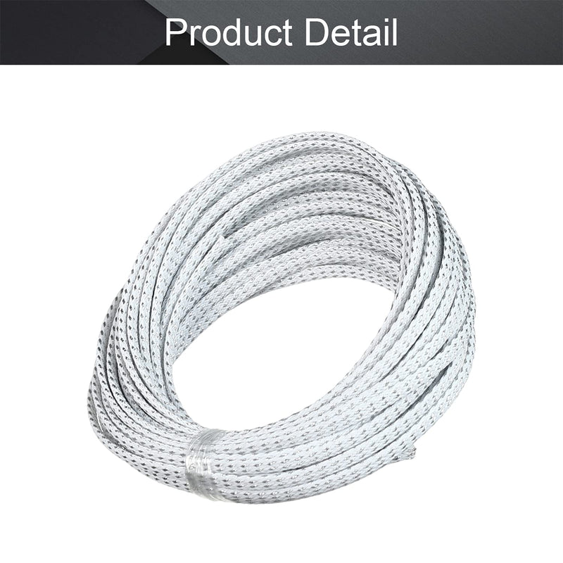  [AUSTRALIA] - Othmro 10m/32.8ft PET Expandable Braid Cable Sleeving Flexible Wire Mesh Sleeve Silver White 4mm*10m