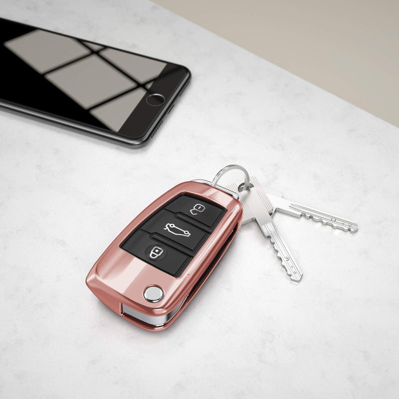 kwmobile Key Cover Compatible with Audi - Rose Gold High Gloss - LeoForward Australia