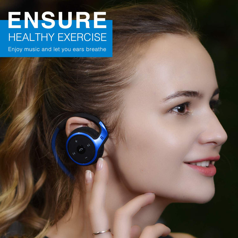  [AUSTRALIA] - Small Bluetooth Headphones Wrap Around Head - Sports Wireless Headset with Built in Microphone and Crystal-Clear Sound, Foldable and Carried in The Purse, and 12-Hour Battery Life, Blue