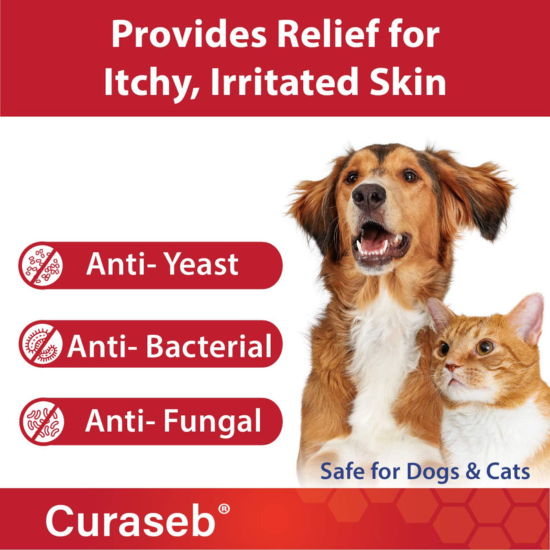 Curaseb Medicated Shampoo for Dog & Cats - Treats Skin Infections & Hot Spots - Chlorhexidine & Ketoconazole – Veterinary Formula 16 Fl Oz (Pack of 1) - LeoForward Australia