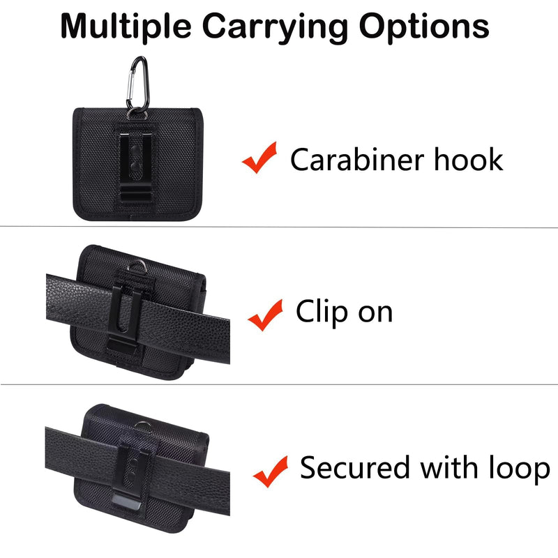  [AUSTRALIA] - ChoaZan Flip Cell Phone Pouch Nylon Waist Holster Case with Belt Clip Cover for Samsung Galaxy Z Flip/Flip 5G/Flip 3/ Flip 4, Motorola Razr 5G 2020/ Razr 2019 Holster with Card Slot (Black)