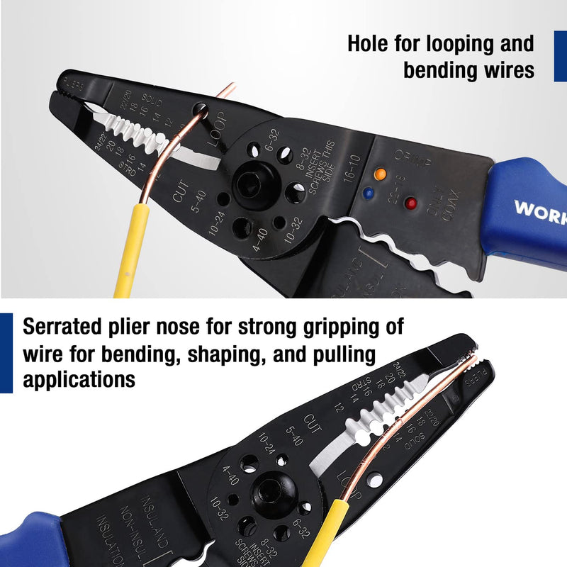  [AUSTRALIA] - WORKPRO 8-Inch Wire Stripper, Multi-Tool Wire Cutter for Stripping, Cutting and Crimping, W091033AE