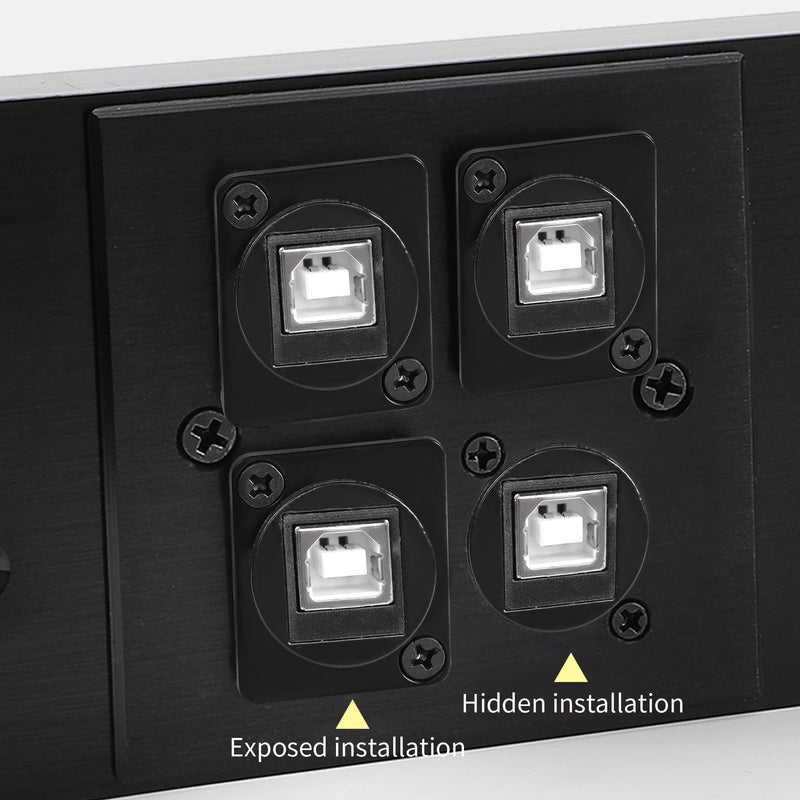  [AUSTRALIA] - QIANRENON USB B to A D Panel Mount Connector,USB 2.0 Data Connector Solderless Socket, Female to Female Converter Data Transfer Connectors for Audio Video Optoelectronic Network,Black
