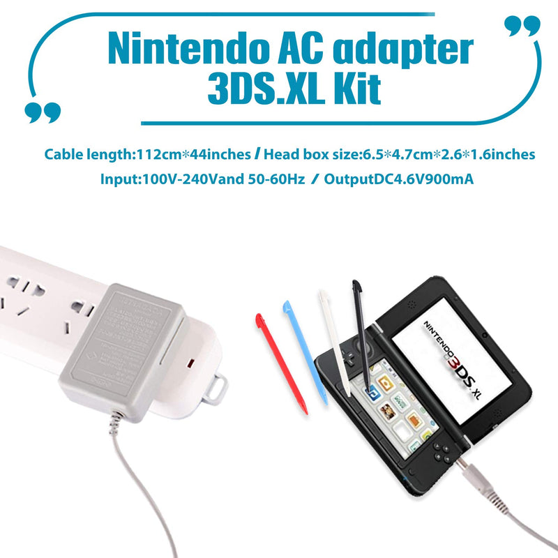  [AUSTRALIA] - 3DS XL Charger Kit, AC Power Adapter Charger and Stylus Pen for Nintendo 3DS XL, Wall Travel Charger Power Cord Charging Cable