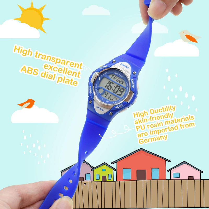 Boys Girls Sport Digital Watch, Kids Outdoor Waterproof Electronic Watches with LED Alarm Stopwatch Blue - LeoForward Australia