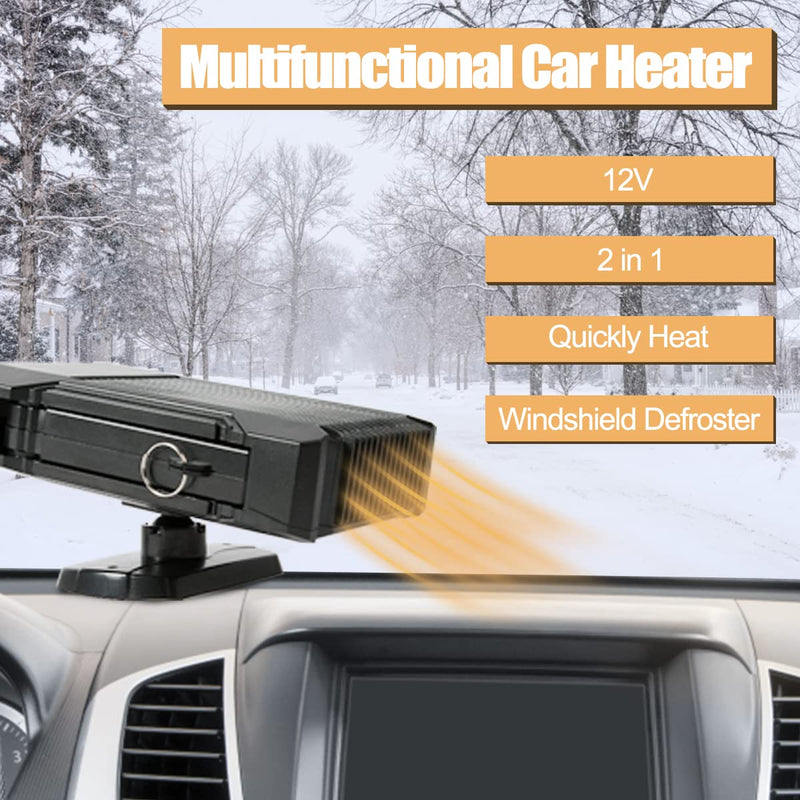  [AUSTRALIA] - Car Heater 12V - Car Defogger Automobile Windscreen Fan, 2 in 1 Power Fast Heating & Cooling Fan Defrost Defogger Black