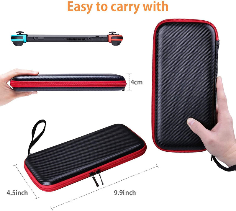  [AUSTRALIA] - HEYSTOP Case Compatible with Nintendo Switch Protective Hard Portable Travel Carry Case in Red Shell Pouch for Nintendo Switch Console and Accessories