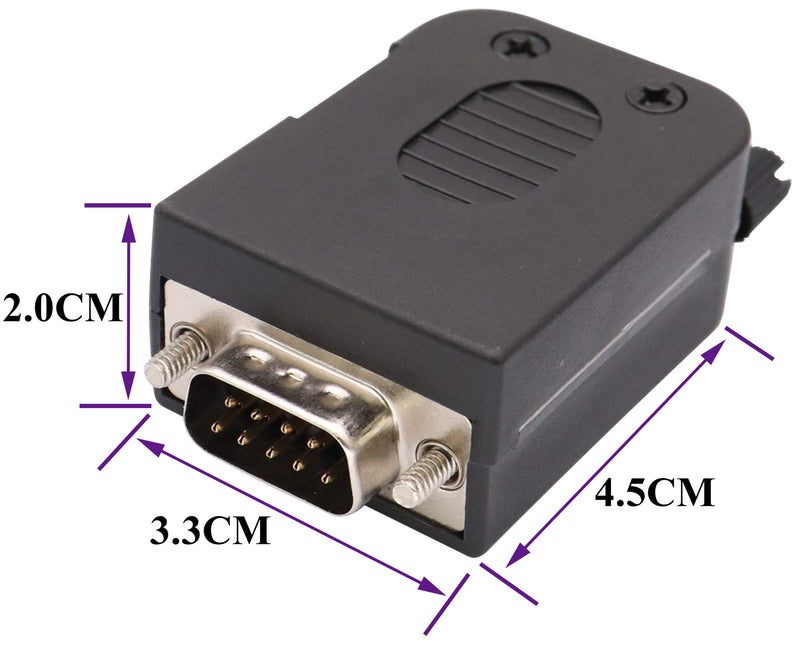 AAOTOKK DB9 Screw Terminal Block Adapter D-SUB 9-pin RS232 Male to 9+1 Pin/Way Female Serial Terminal Breakout Board Connector Signal Module with case (2Pcak/Male) - LeoForward Australia