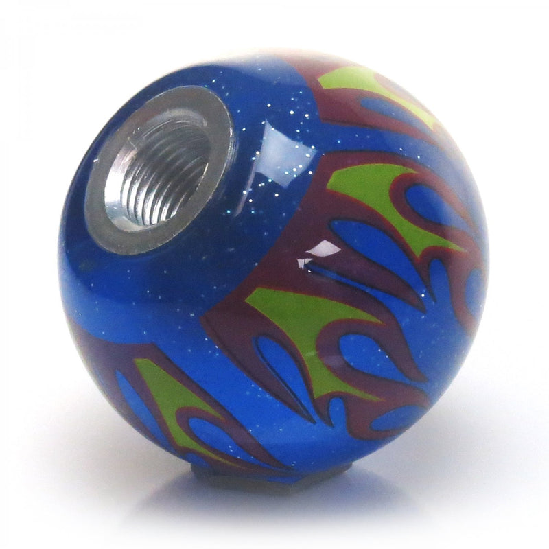  [AUSTRALIA] - American Shifter 298314 Shift Knob (Red 6 Speed Shift Pattern - Dots 26n Blue Flame Metal Flake with M16 x 1.5 Insert)