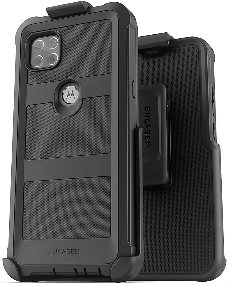  [AUSTRALIA] - Encased Heavy-Duty Belt Case for Motorola One 5G ACE Case with Built-in Screen Protector and Holster Clip for for Moto One 5G UW Ace