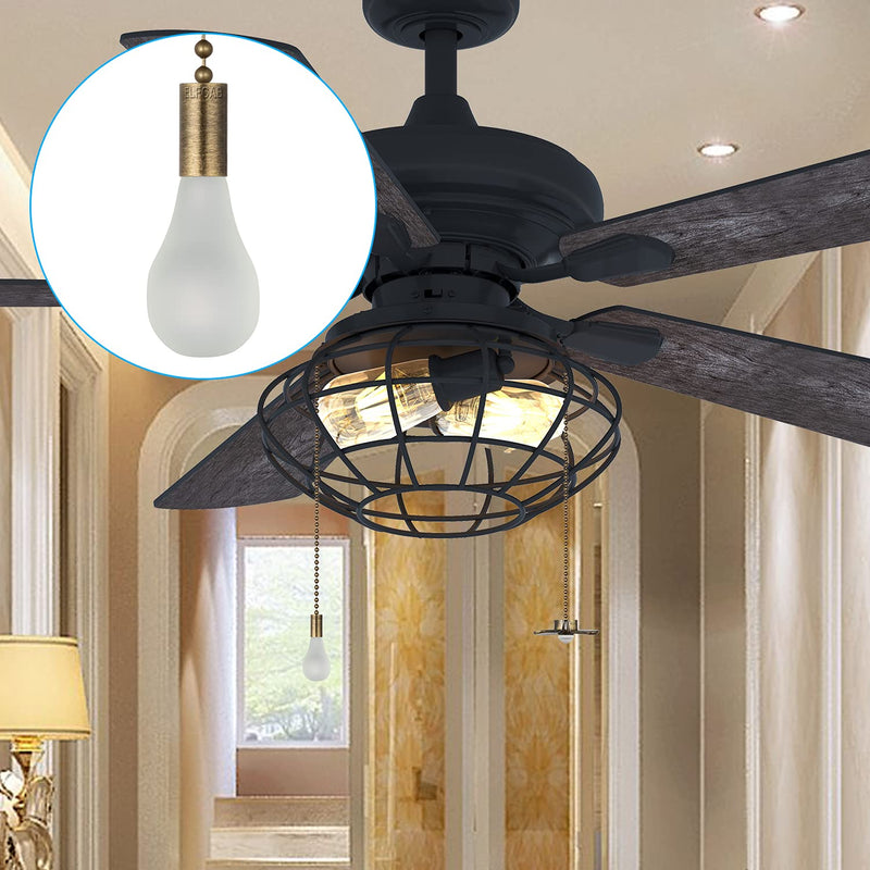  [AUSTRALIA] - ELFCAB Ceiling Fan Pull Chain Set, Including 4Pcs Beaded Ball Fan Pull Chain Pendant, Extra 8Pcs Pull Loop Connectors, 2Pcs 36 inches Fan Pull Chain Extension. (Antique Brass) Antique Brass