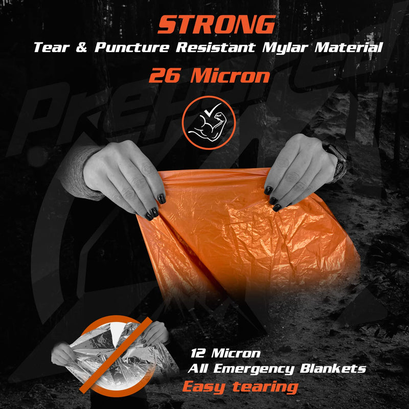  [AUSTRALIA] - Emergency Blankets & Rain Poncho Hybrid Survival Gear and Equipment – Tough, Waterproof Camping Gear Outdoor Blanket – Retains 90% of Heat + Reflective Side for Increased Visibility – 4 Pack (Orange) Orange