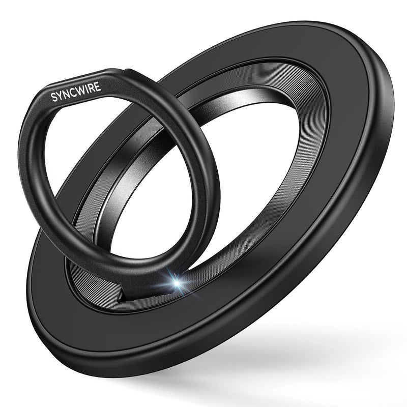  [AUSTRALIA] - Syncwire Magnetic Phone Ring Holder for MagSafe, Magnetic Phone Ring Stand Finger Grip Kickstand with Two-Sided Magnet for MagSafe Car Mount Compatible iPhone,Android, MagSafe Accessories - Black