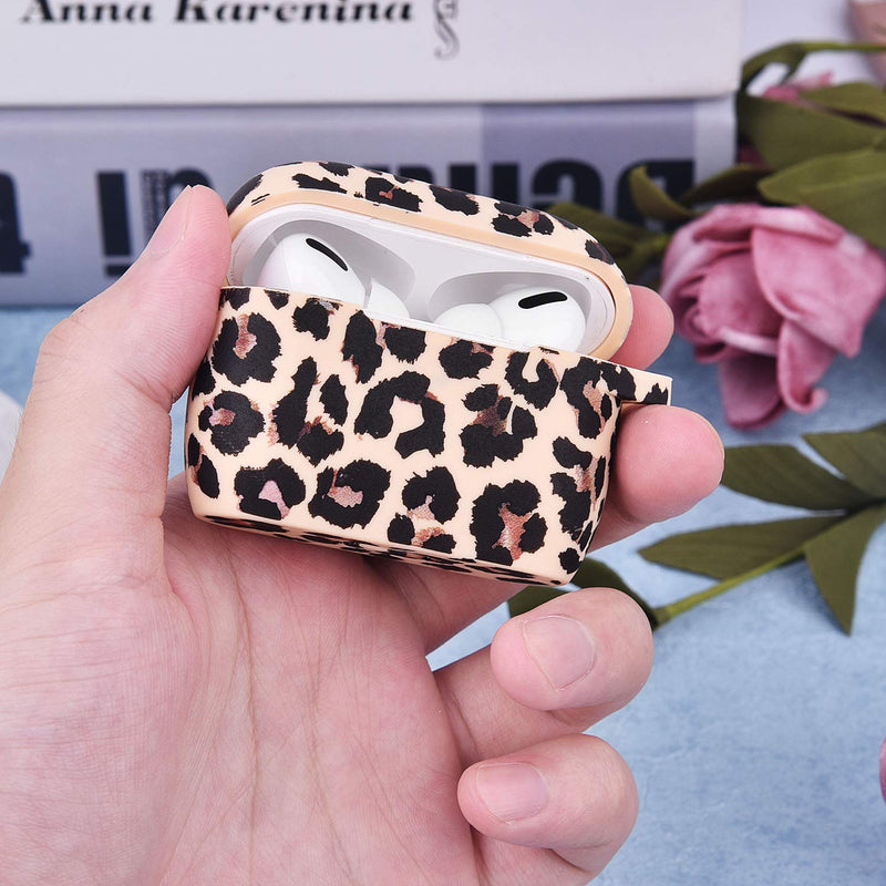 AirPods Pro Case AIRSPO Cute AirPods Pro Case Cover for AirPods Pro Floral Printed Silicone Protective Skin for Women, Girls with Pom Pom Fur Ball Keychain/Strap/Accessories (Leopard Print Leopard Print - LeoForward Australia