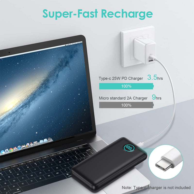  [AUSTRALIA] - Portable Charger Power Bank 30,800mAh LCD Display Power Bank,25W PD Fast Charging +QC 4.0 Quick Phone Charging Power Bank Tri-Outputs Battery Pack Compatible with iPhone,Android etc(Black) Black