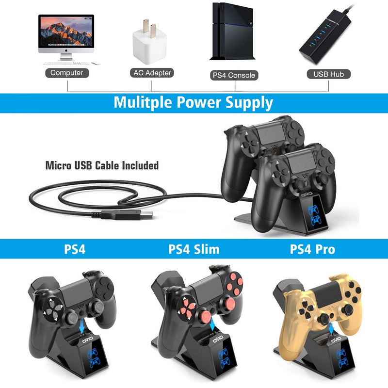  [AUSTRALIA] - PS4 Controller Charger, PS4 Charger USB Charging Dock Station for Dualshock 4, Upgraded Fast-Charging Port for Playstation 4 Controllers