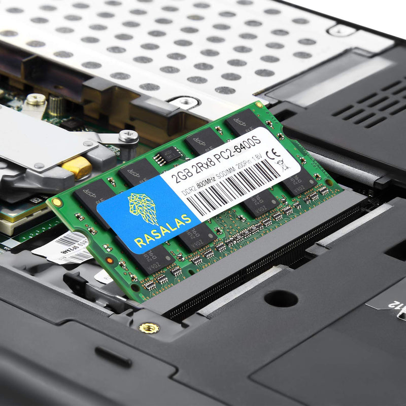  [AUSTRALIA] - Rasalas DDR2 PC2-6400 DDR2 800 Sodimm DDR2 4GB Kit (2x2GB) PC2 6400S 2RX8 1.8V CL6 RAM Memory Modules for Laptop Computer PC2 6400 4GB Kit (2GBx2) Sodimm Green
