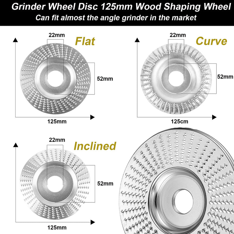  [AUSTRALIA] - 3 pieces wood grinding disc rasp disc set for angle grinder, wood carving disc, wood carbide grinding disc, woodworking tool, angle grinder, angle grinding disc, 125/22 mm
