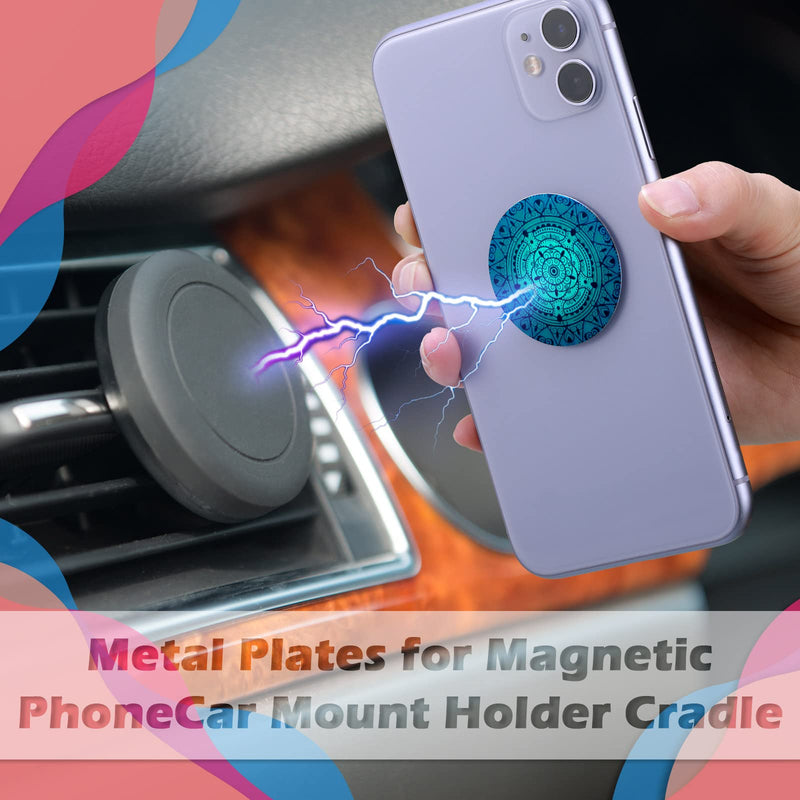  [AUSTRALIA] - 18 Pieces Phone Round Magnet Mount Metal Plate Sticker for Phone Magnet Car Magnet Holder Mount Universal Magnetic Phone Mount Plates Adhesive Metal Piece for Magnetic Phone Holder, Mandala Style