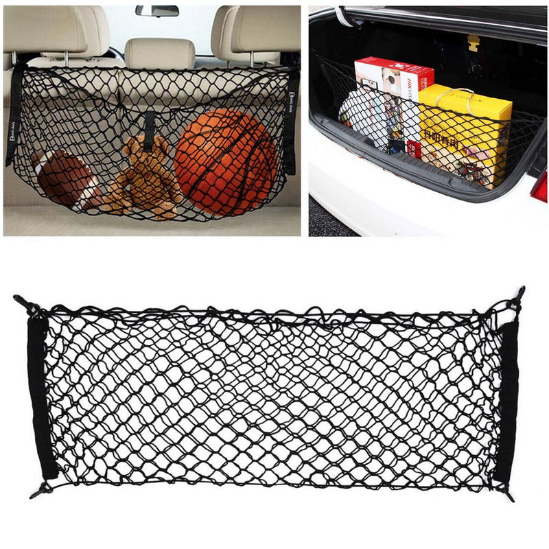  [AUSTRALIA] - iJDMTOY 40 x 20 Inches Large Size Universal Double-Layer Nylon Trunk Cargo Storage Organizer Net w/ 4 Mounting Hooks Compatible With Car SUV 40x20 Inch Net