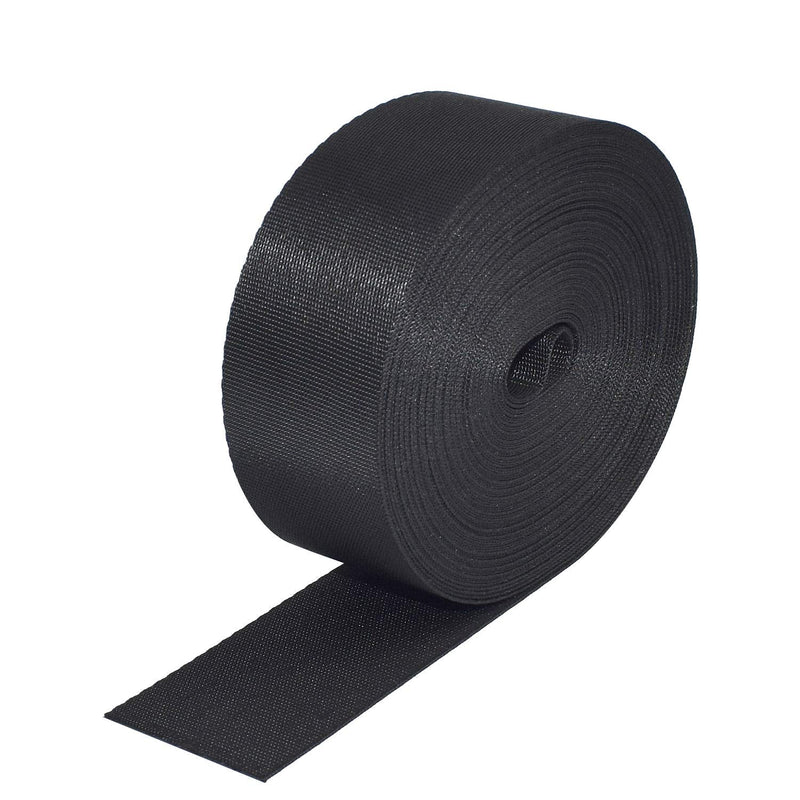  [AUSTRALIA] - Flat Nylon Webbing 1 Roll 10 Yards 2 Inch Wide Strap for DIY Making Luggage Strap, Dog Leashes, Lawn Chairs, Hammocks, Towing, Outdoor Activities, Canoe Seat, Furniture, Slings (Black) 2'' wide