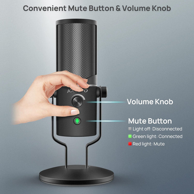  [AUSTRALIA] - JOUNIV USB Microphone, PC Laptop Podcast Mic with Mute Button & Volume Control for Studio Recording Vocals, YouTube, Streaming Broadcast, Podcasting, Skype(901)… JV901