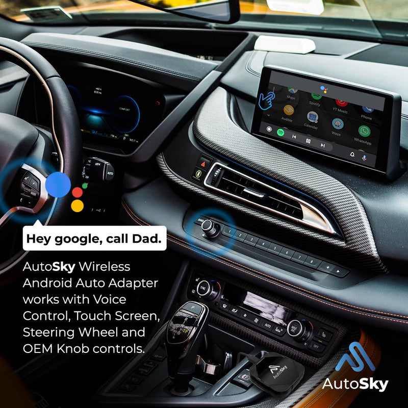  [AUSTRALIA] - AutoSky Wireless Android Auto Car Adapter Instant Wireless Android Auto Connection - Fastest and Newest Android Auto AAdapter - Forget The Cable and go Wireless - Plug and Play
