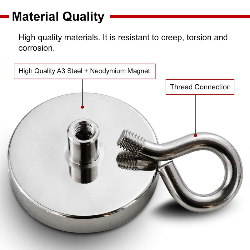 DIYMAG Super Strong Neodymium Fishing Magnets, 500 lbs(227 KG) Pulling Force Rare Earth Magnet with Countersunk Hole Eyebolt for Retrieving in River and Magnetic Fishing,Diameter 2.36 inch(60 mm) - LeoForward Australia