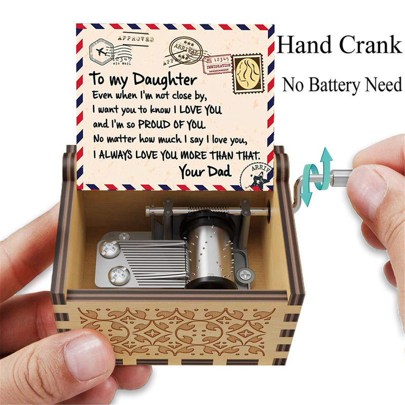  [AUSTRALIA] - Envelope Dad to Daughter Music Box U R My Sunshine Wood Personalizable Engraved Hand Crank Musical Boxes Gifts on Birthday Christmas Thanksgiving Days Easter Dad to Daughter 4