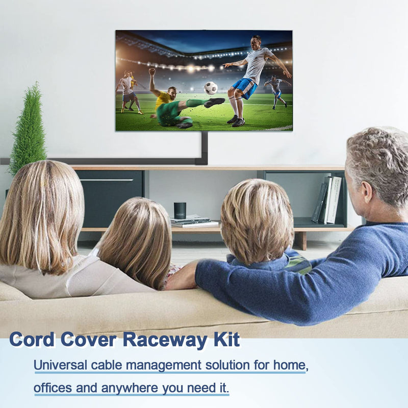  [AUSTRALIA] - Cord Cover Raceway Kit - 157" Cable Concealer, Wire Hider for TV Wall Mounting and Wire Management, Black