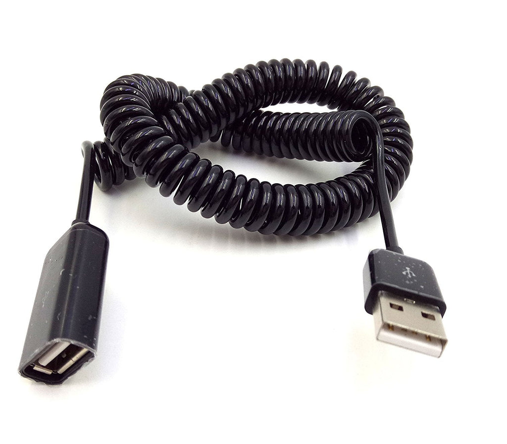  [AUSTRALIA] - Coiled Spring USB Cable, Qaoquda10FT/3M Spiral Coiled USB 2.0 Male to Female Data Sync & Charge Cable (Black)