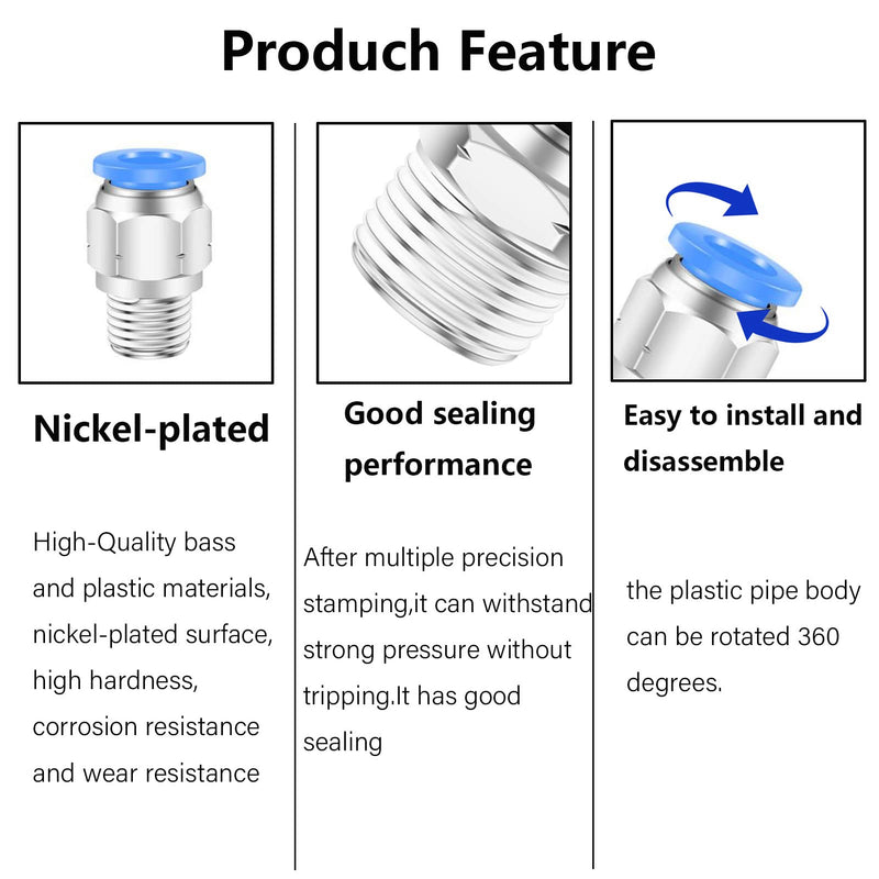  [AUSTRALIA] - 6mm Push to Connect 1/8 Inch NPT Air Fittings Push in Connectors Air Line Quick Connect Fittings,CEKER 6mm OD Tube Fittings Pneumatic Fittings Air Hose Fittings 3D Printer Accessories 10Packs 6MM OD X 1/8" MNPT 10